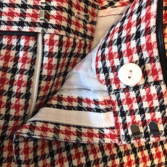 Banana Republic Sloan Red Black Houndstooth Plaid Ankle WOMEN'S Pants Size 6S - Picture 7 of 9